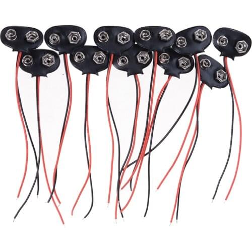 10pcs New T Type 9V Battery Snap Connector clip Lead Wires holder 10cm Wholesale