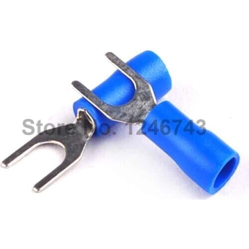 100PCS SV1.25-4 Terminals Connector 1.5 Square Y-Shaped Type 1-3U Fork Insulated Terminal Forks Blue