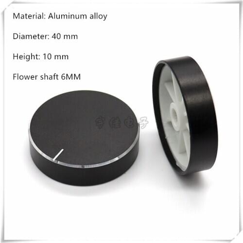 2 Piece 40×10MM Black Aluminum Alloy Knob Cap Potentiometer Speed Control Switch Knob Suitable For Flower Shaft 6MM