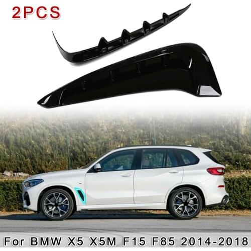 2pcs Car Side Wing Fender Air Guide Vents Trim Black For BMW X5 X5M F15 F85 2014-2018 Auto Side Wing Fender Cover Decoration