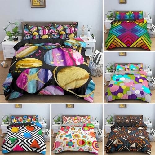 3d Colorful Geometric Elements Bedding Set Single Double King Queen Psychedelic Quilt Duvet Cover Pillowcase 2/3pcs Bedclothes