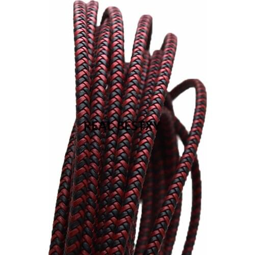 5m/lot approx:5.5*4.2mm black red Braided Leather Rope Strip Cord For Bracelet Necklace Jewelry Making Findings Accessories diy