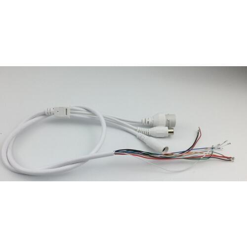 Audio LAN cable for CCTV IP camera board module RCA DC 2.1mm * 5.5mm RJ45 plug 10/100Mbps Copper Line 0.6m