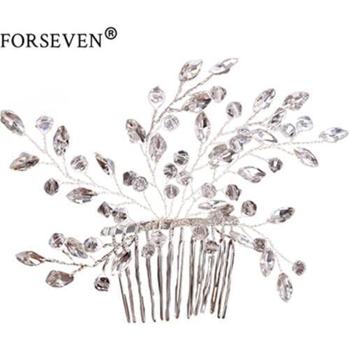 Shiny Silver Color Crystal Wedding Hair Combs Trendy Handmade Women Bride Hair Jewelry optimal Wedding Headpieces Accessories