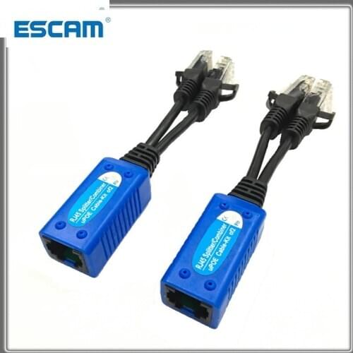 ESCAM UPOE01 POE Adapter Cable Connectors Passive Power Cable Ethernet PoE Adapter RJ45 splitter combiner ESCAM upoe cable kit