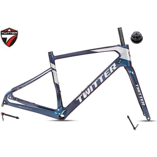 Carbon Racing Bike Frame Twitter Gravel Thru Axle 12x142mm Disc Brake 700C Max 45MM Tire Road Bike Disscolored Fork 12x100mm