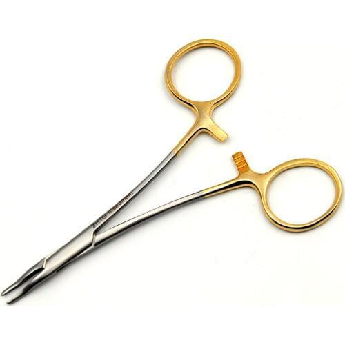 Gold handle nose needle clamp 12.5cm stainless steel nose elbow needle clipper