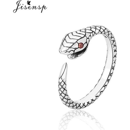 Jisensp Vintage Silve Color Snake Rings Ethnic Animal Opening Ring Party Jewelry Gifts for Women Couples Wedding Accessories