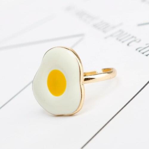 Cute Jewelry Egg Omelette Shaped Rings for Women Girls Fashion Accessories Female Ring GIFTS