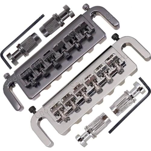 A Set Wraparound Adjustable 6 Saddle Bridge Tailpiece for Electric Guitar accessories part With Hex Screw Adjust 3 Colors Choose