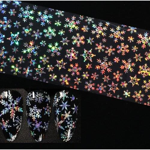 Laser Gradient Snowflake 3D Nail Stickers Reflective Christmas Decoration Nail Art Slider DIY Transfer Decal Manicures LEXK94-97