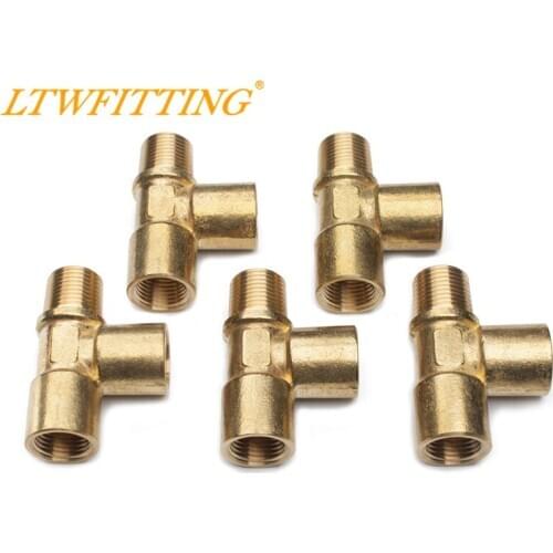 LTWFITTING Brass Pipe Fitting 1/2" Male x 1/2" Female x 1/2" Female NPT Pipe Tee Water Fuel Boat