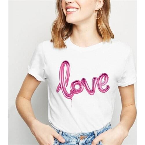 Fashion Women Tops Love Lalloon Letter Print Women tshirt Femme Casual Funny t shirt For Yong Lady Girl Top Tee Women Drop Ship