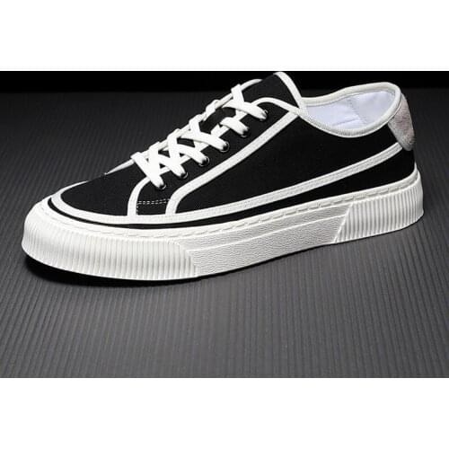 Low-Cut Canvas Shoes Mens Lace-Up Casual Breathable Spring and Summer 2021 New All-Match Black Cloth Panel Shoes