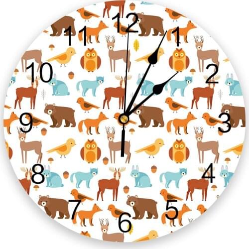 Animal Bear Owl Fox Bird Deer 3D Wall Clock Modern Design Brief Living Room Decoration Kitchen Clock Art Wall Watch Home Decor