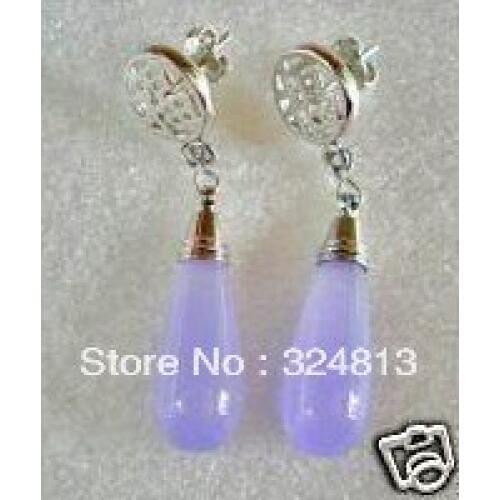 Fancy Rare beautiful tibet purple Jade stone earring