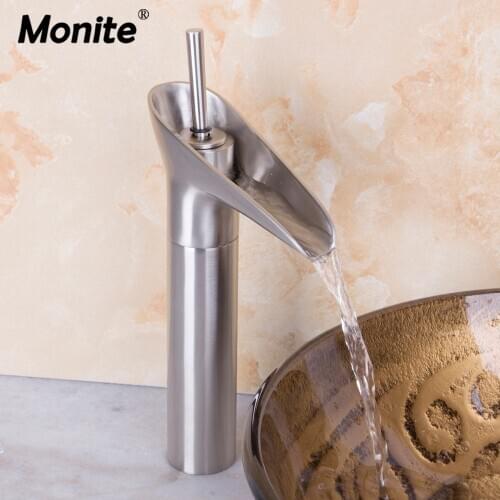 Nickel Brushed DecK Mounted Bathroom Basin Sink Mixer Basin Faucet Water Taps