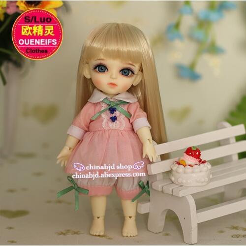 BJD SD Doll Clothes 1/8 Girls Pink Clothes with White Pants Cute Style For Girl Body YF8 to 9 Doll Accessories