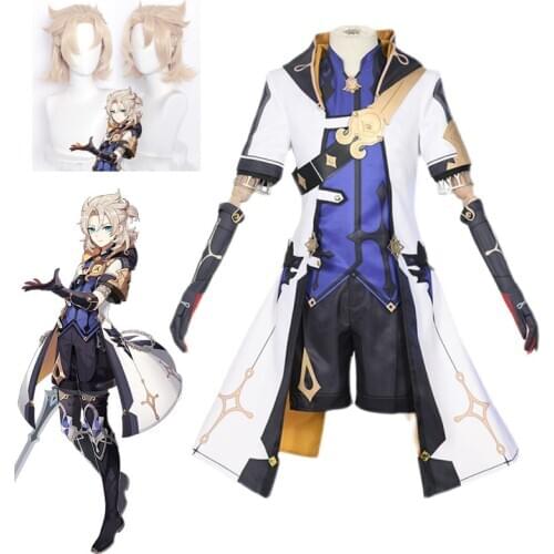 Game Genshin Impact Albedo Cosplay Costume Wigs Anime Uniforms Halloween Carnival Costumes Wig