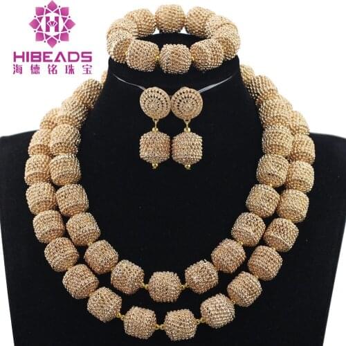 Charms 2 Layers Wedding Jewelry Accessory for Brides Gold Metal Rhinestone African Jewelry Set Collar Necklace Set WE061