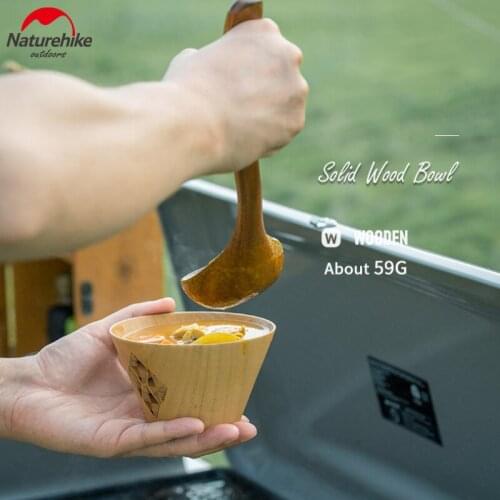 Naturehike Outdoor Solid Wood Camping Bowl Portable Tableware Field Camping Supplies Picnic Equipment Durable Kitchen Utensils