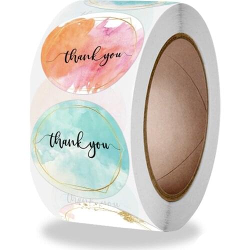 Sticker Roll Round Sealing Sticker Thank You Crafts Gift Decoration Sticker Glassine Paper Copper Plate Sticker EM88