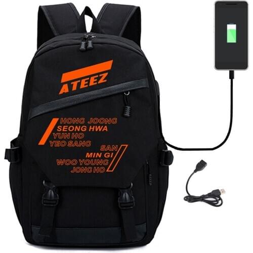 Kpop ATEEZ Backpack Fashion member schoolbag high quality black Backpack peripheral computer bag new arrivals polyester fabrics