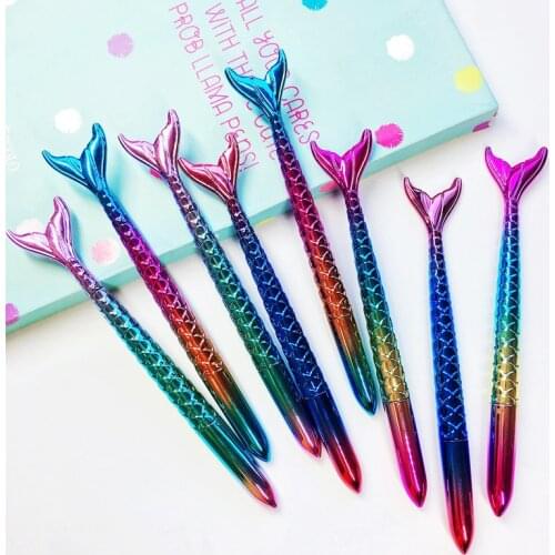 1Pc Creative Gradient Ballpoint Pen Kawaii Cute Mermaid Pen Novelty Ball Pen For Kids Gifts School Office Stationery Supplies
