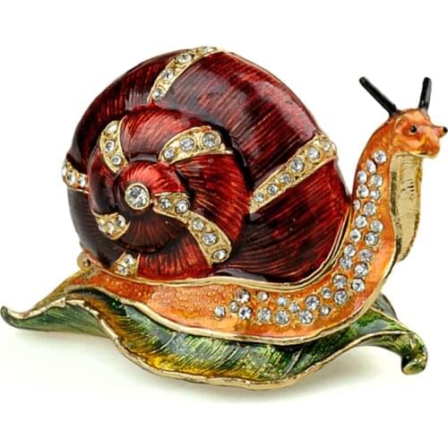 Red snail animal bejeweled Trinket Box decorative Collectible Gift metal jewelry box souvenir animal decoration