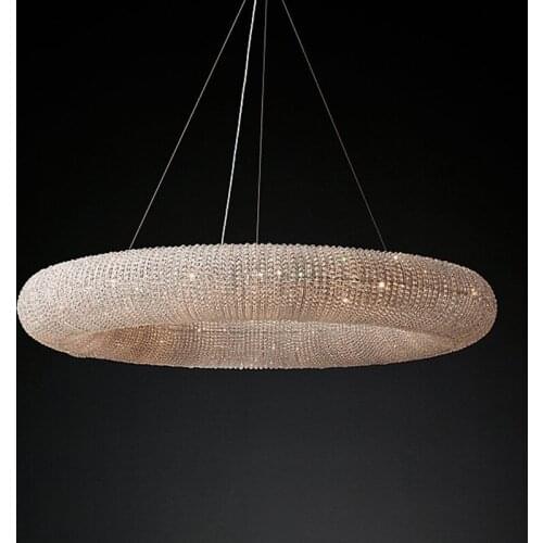 Modern RH Crystal Led Pendant Lights Living Dining Room Decor Led Pendant Lamp Round Hanging Light Fixture Suspension Luminaire
