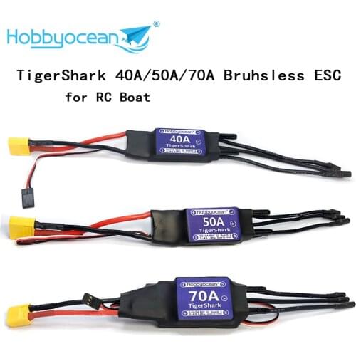 Hobbyocean Waterproof 40A 50A 70A Brushless Electronic Speed Controller ESC for RC Boat 400-1000mm RC Fishing Bait