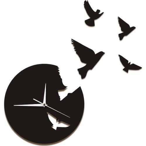 Time Flies Animals Clock Flying Birds Wall Clock Decorative Birds Wall Art Clock Birds Watch Nature Flying Wall Home Decor