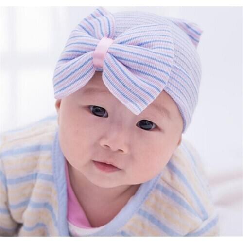 Knitted Hat for Girls Big Bow Turban Baby Cap Childrens Beanie Pullover Styling Hats Accessories Women Headbands Trendy Plant