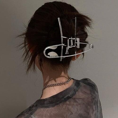 New Metal chain Hair Claw Gold Silver pin Geometric Hair Clips For Women Girl Elegant Crab Vintage Hairpin Hair Accessories 2021