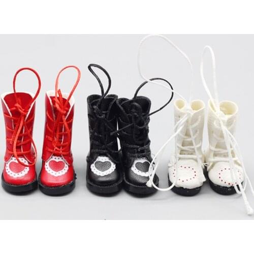 3.3cm 1Pair Handmade Heart PU Leather Doll Boots for 1/6 Blythes and 1/8 BJD Dolls Toy Shoes Dolls&Accessories Birthday Gift