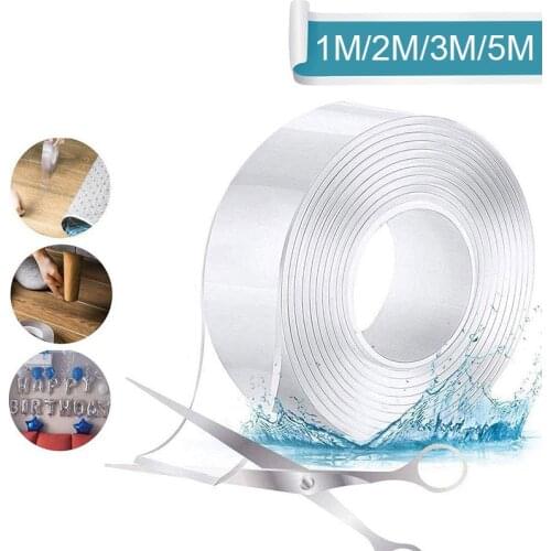 1 Roll Double Sided Nano Magic Tape Transparent Reusable Washed No Trace Acrylic Magic Tape Waterproof Adhesive Tape Nano Home