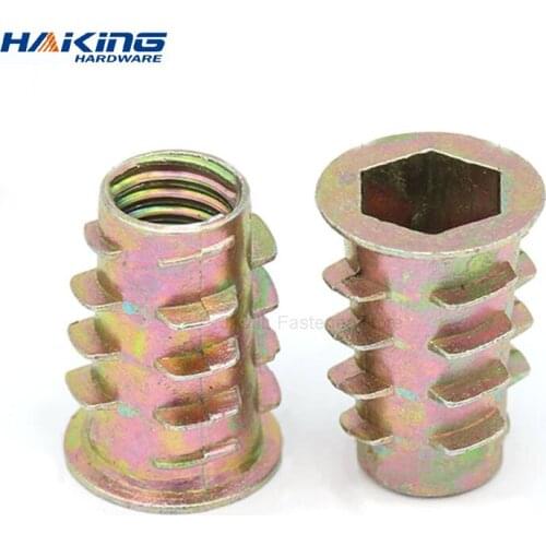 10X M4 M5 M6 M8 Metal Hexagon Hex Socket Head Embedded Insert Nut E-Nut for Wood Furniture Inside and Outside Thread Zinc-alloy