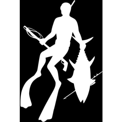 11CM*17CM Spear Fishing Diving Speargun Weight Belt Snorkel Vinyl Decal Car Sticker Black/Silver