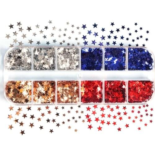 12 Grids/Box Holographic Glitter Five-pointed Stars Sequins Epoxy Resin Silicone Mold Fillings DIY Art Crafts Jewelry Making