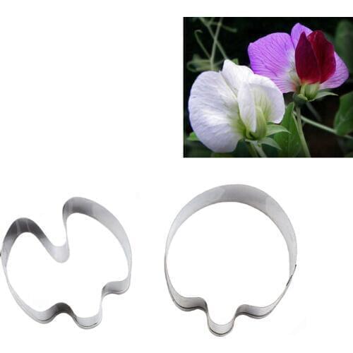 2 pcs/set Pea Flowers Cutter Sets, Stainless steel Cookie Fondant Cake Cutters Set, Cake Decorating Tools