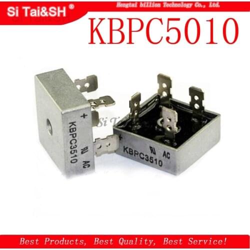 2pcs/lot KBPC5010 50 A Bridge Rectifier 1000V 50Amp Metal Case for maximum Heat Dissipation 1000V 2.8cm Square Diode Bridge