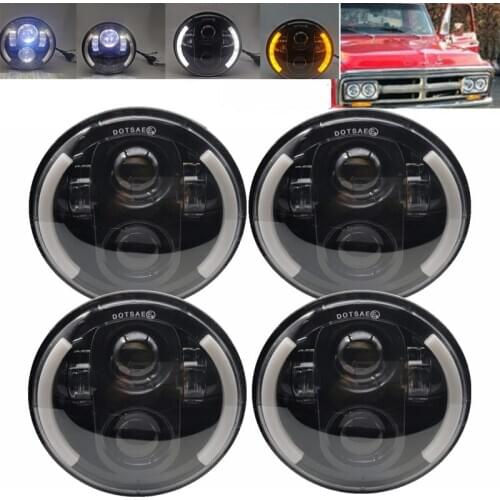 2pcs 5.75 Inch LED Headlight 5 3/4" Farol Para Moto DRL Halo Motorbike Headlamp for Sportster Chevy GMC Corvette C1 C2 1963-1982