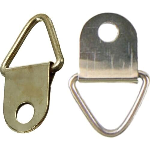 20 Pcs/lot Picture Hangers Golden Brass Photo Picture Frame Wall Mount Hanger Hook Ring Iron