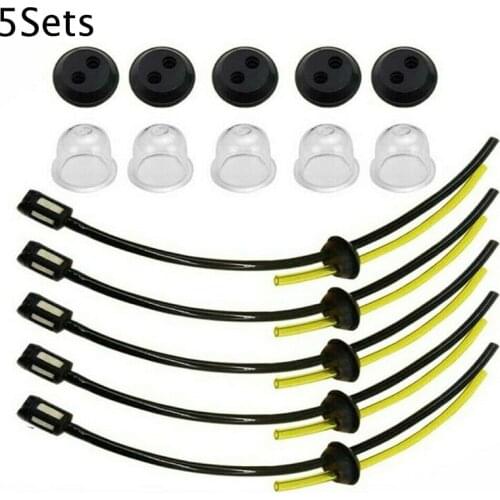 5 Sets Fuel Filter Pipes Fuel Hose Seal Hedge For Strimmer Trimmer Brush Cutter Rubber Grommet Seals Primers Bulbs