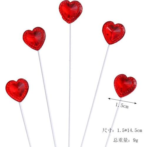 5pcs/10pcs Wire Foam Stars Plastic Heart Cake Toppers Decorations Happy Childrens Day Party for Baking Gifts
