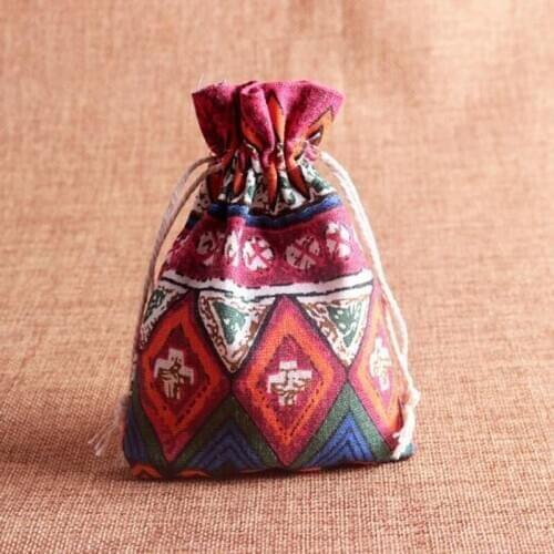 50pcs/set Christmas Gift Bag Cotton Drawstring Bag National Style Wedding Candy Jewlery Container Package Gift Bag