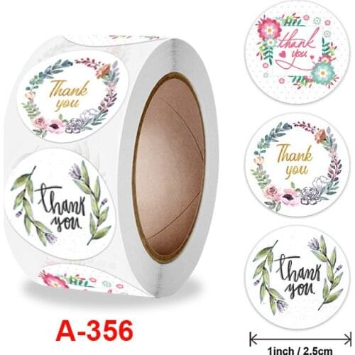 500pcs/roll Paper Flowers Thank You Stickers for Wedding Favors and Party Seal Labels Business Packing Label Stationery Sticker