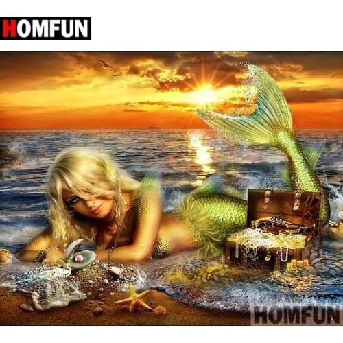 HOMFUN Full Square/Round Drill 5D DIY Diamond Painting "Sea mermaid" Embroidery Cross Stitch 3D Home Decor Gift A16859