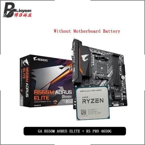 AMD Ryzen 5 4650G R5 4650G CPU + GA B550M AORUS ELITE (rev. 1.0) Motherboard Suit Socket AM4 All new but without cooler