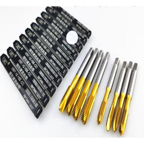 Free shipping 2PCS M2-M5mm HSS M35 Co5% Full CNC grinded spiral pointed tip taps machine hss taps screw taps for SS workpiece